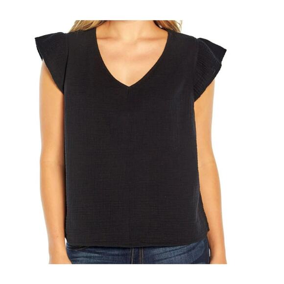 Three Dots Women's Short Sleeve V-Neck Double Layer Cotton Gauze Shirt Size XXL - Picture 1 of 7